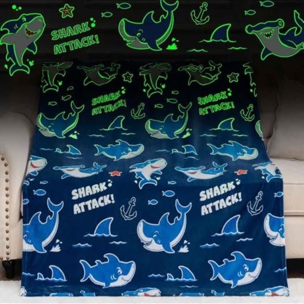 Aimego Shark Toys Blankets Glow in The Dark for Boys Girls, Hammerhead Ocean Sha